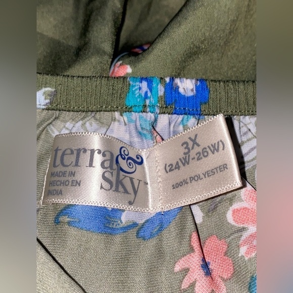 Terra & Sky Women Floral‎ Ruffle Off Shoulder Top 3X Flutter Sleeve Cottagecore - Picture 3 of 7